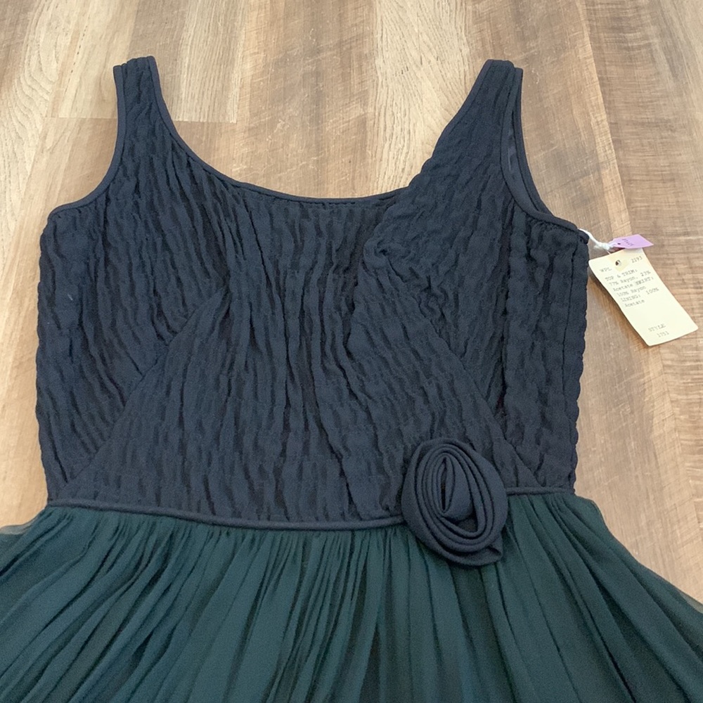Minx Modes Vintage Rosettes Smocked Chiffon Little Black Dress LBD XS - Picture 6 of 13